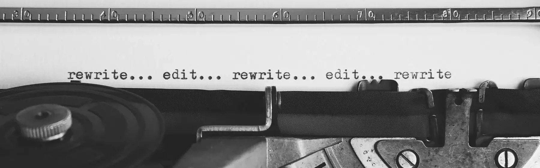 Typewriter with English text